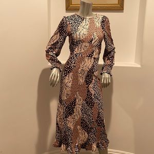 Dorothy Perkins Cut Out Animal Print Ruffle Hem Midi Dress Size 6 BNWT